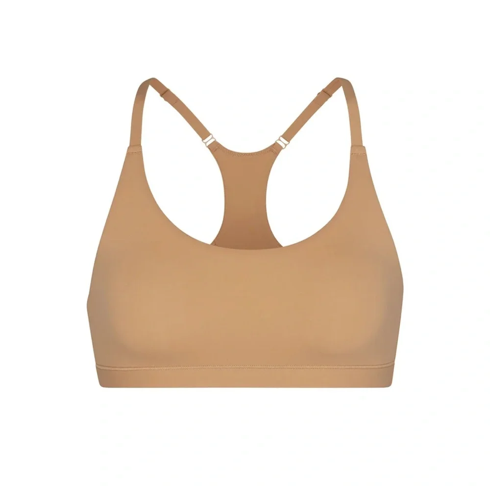 NWT SKIMS Fits Everybody Racerback Scoop Bralette in size small Ochre/Tan - Picture 1 of 8